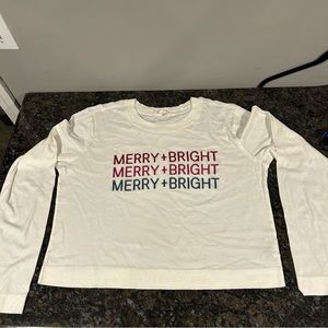 Z Zupply women’s Long Sleeve Merry and Bright Christmas cropped Tshirt Large